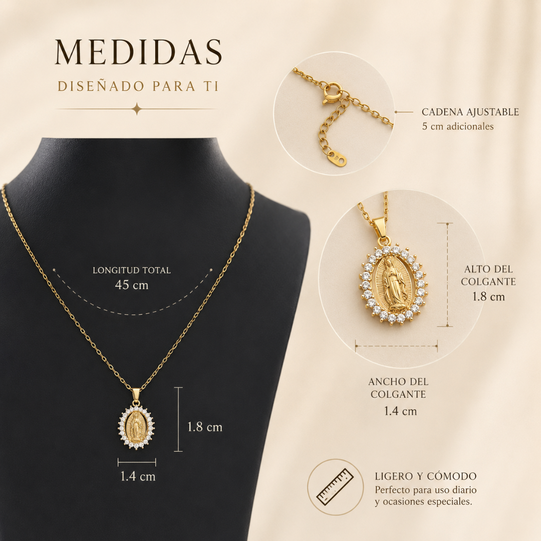 Collar Virgen Milagrosa con Circonitas Premium