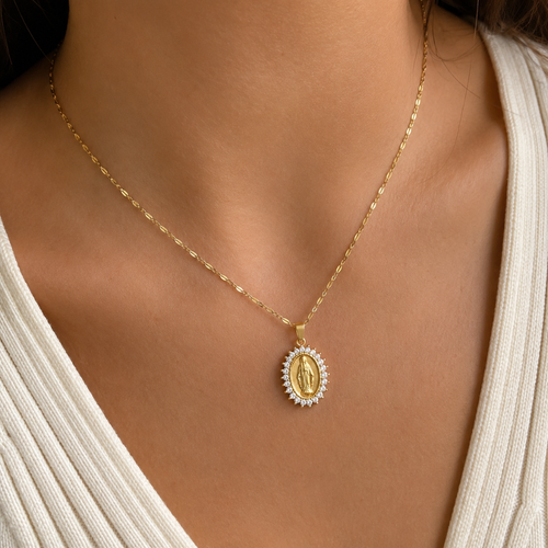 Collar Virgen Milagrosa con Circonitas Premium