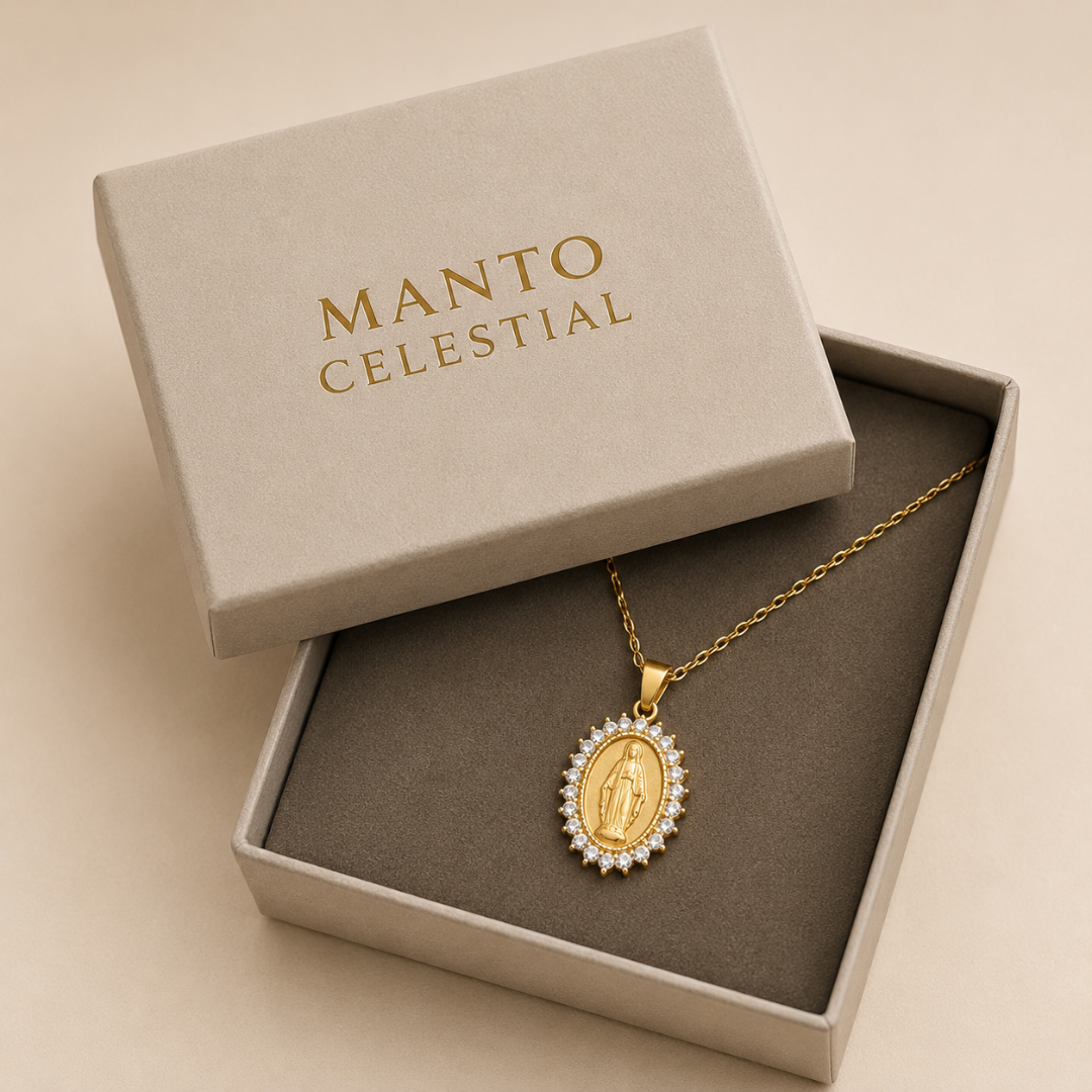 Collar Virgen Milagrosa con Circonitas Premium